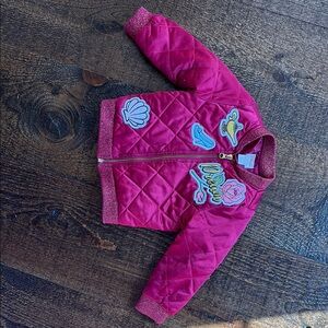 Girls Disney Hot Pink Quilted Patch Bomber Jacket